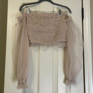 Off the should scrunched crop top